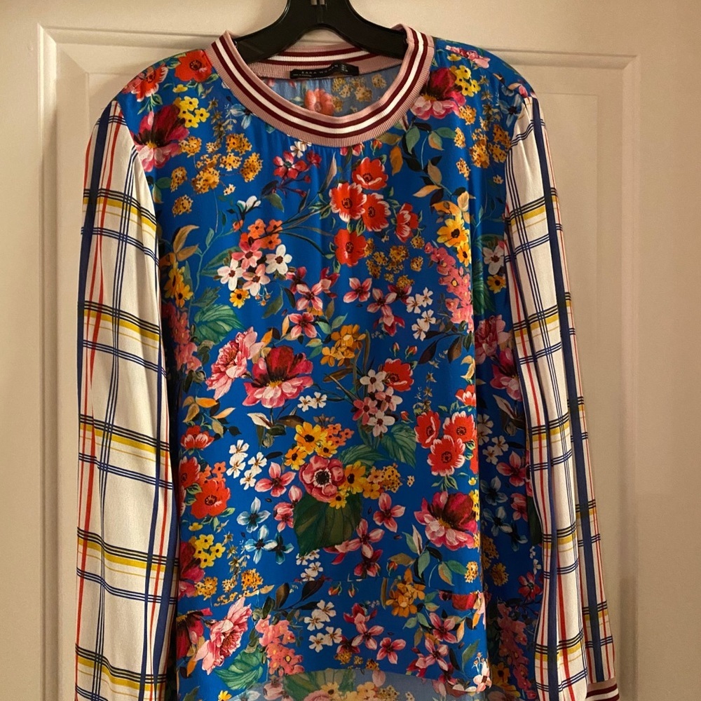Zara Long Sleeve Printed Top